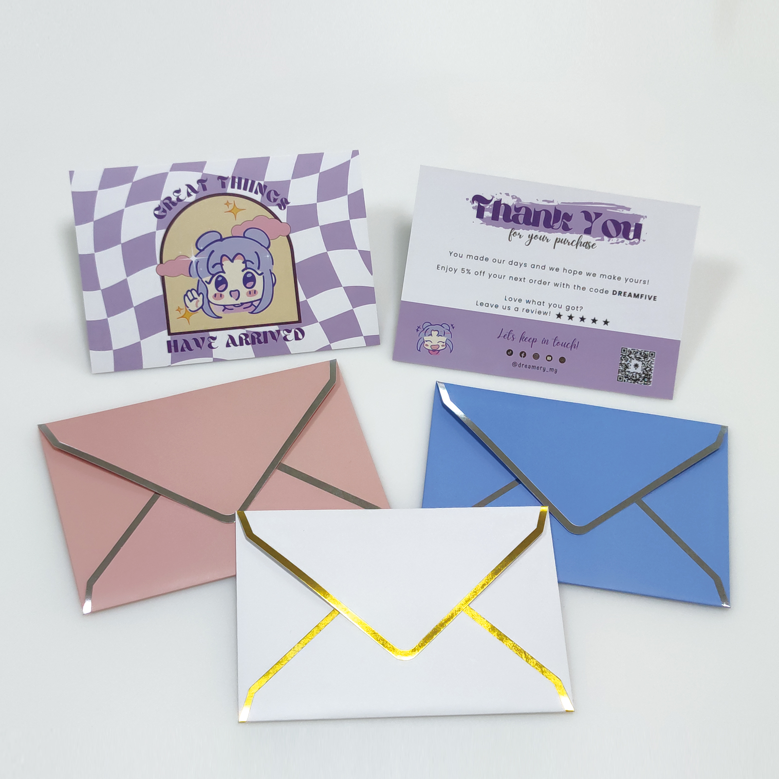 White Recycled Mini Paper Folding Square Envelope with Custom Kraft Paper Envelope