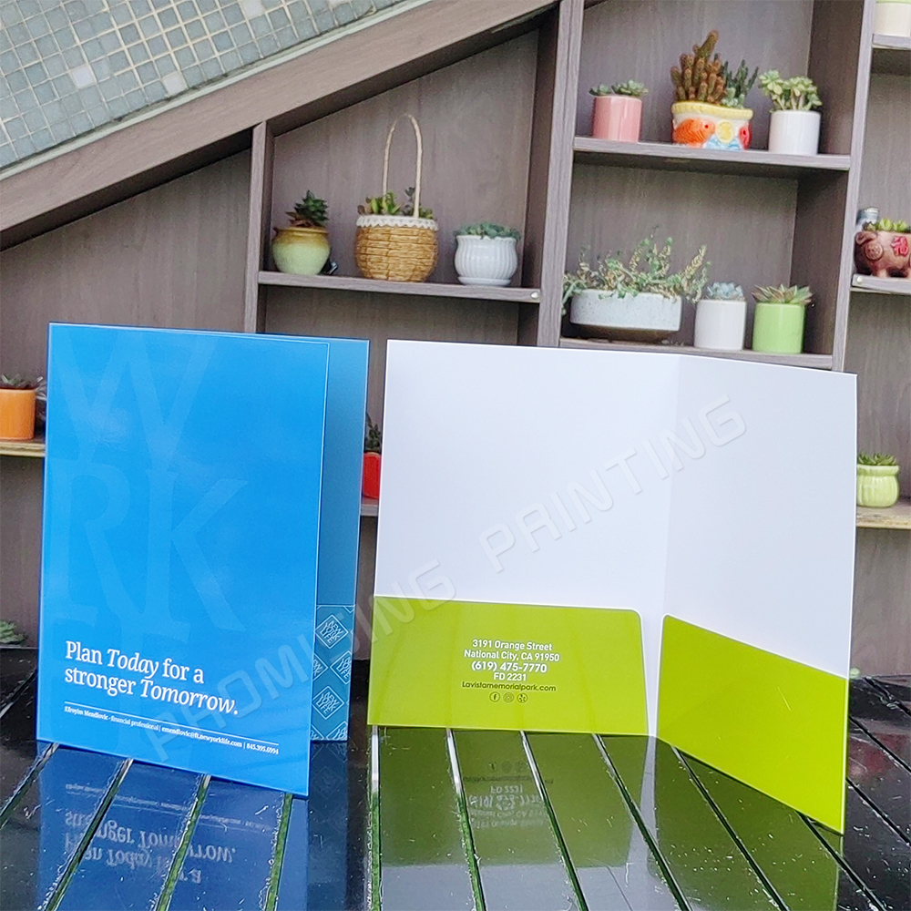 Custom A4 Paper Document File Pocket Business Card Slit Folding Presentation Folder Manufacture Filing Product