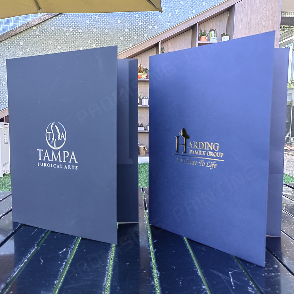 Wholesale Custom Black Cardboard Presentation File Folders with Gold Stamp Hot Silver Manila Paper Pocket Expanding Documents