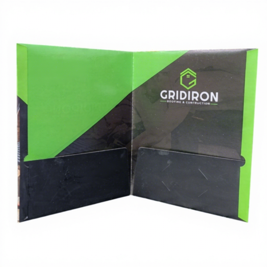 2025 New Design Eco-friendly Waterproof Oilproof Colorful Offset Printing Paper Presentation Folders Pocket Business Card Slot