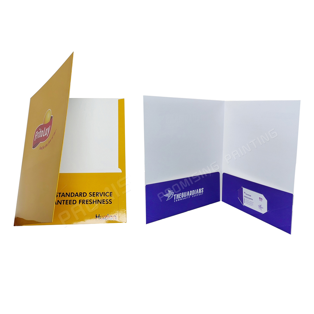 Custom Logo A4 Presentation Folder Custom Size 2 Pockets Fancy File Flap Promotional Advertising Paper Folder