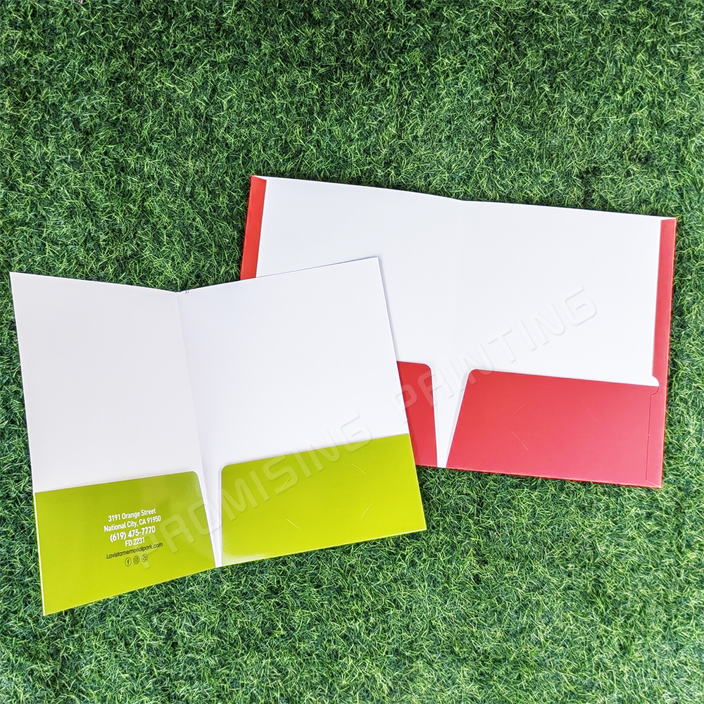 Custom A4 Embossing Folder with 2 Pockets Cheap Printed Paper File Presentation Folder for Business Card and File Storage