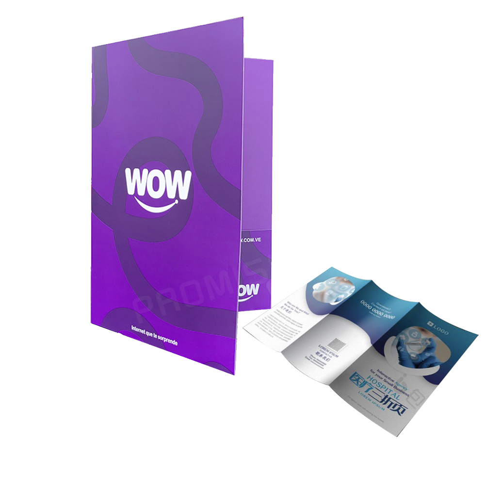 Custom Logo Gold Foil Pocket Folder with Two Business Slot Presentation Folding Brochure for Filing Products