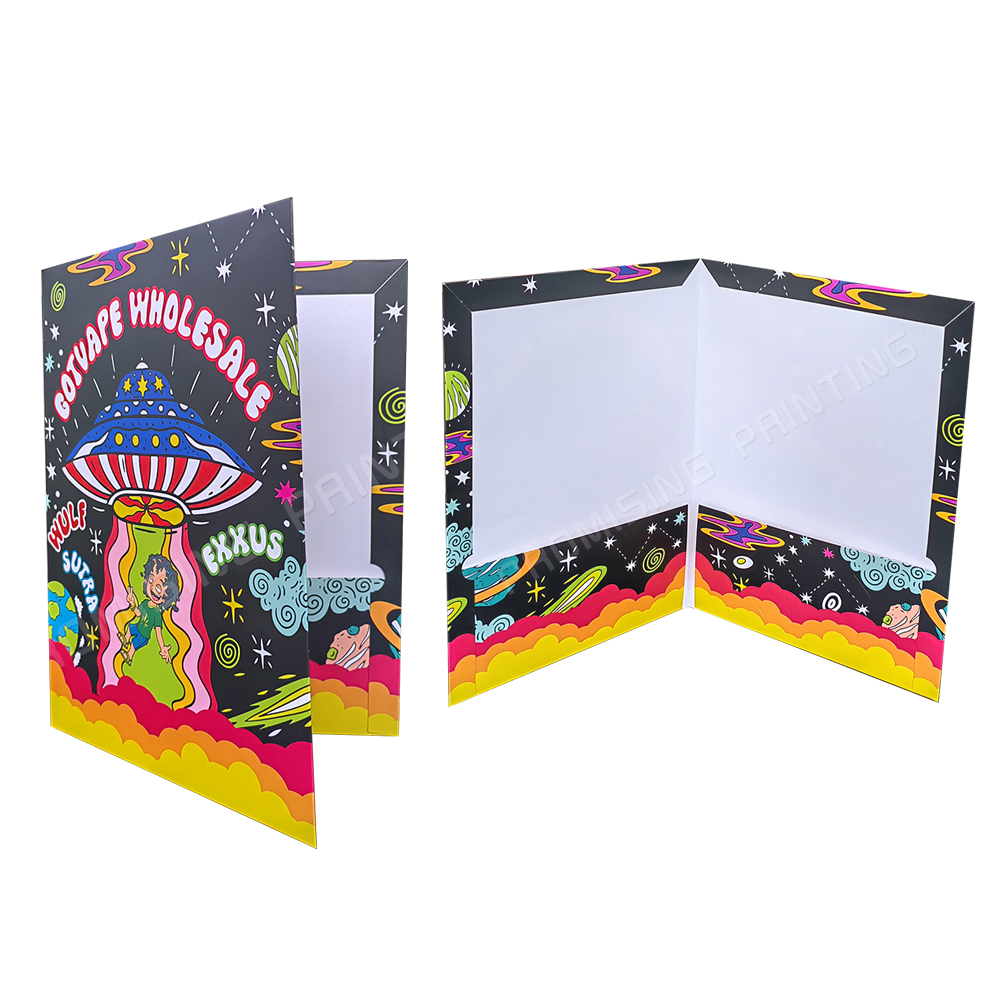Custom Size Business Card Slot Presentation Folders Waterproof Laminated Embossed and Debossed Paper File Filing Products