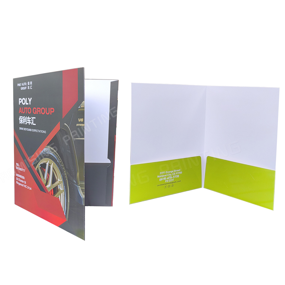 Custom A4 A5 Eco-friendly & Waterproof Offset Paper Presentation Folder with Two Pockets Fast Delivery for Advertising Promotion
