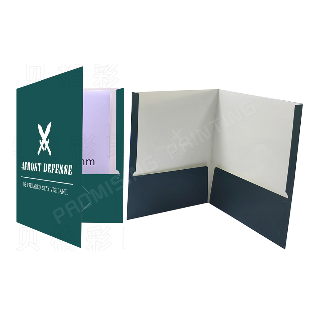 High Quality Eco-friendly Waterproof Custom Logo Colored Paper Presentation Folders with Pockets for Office Use