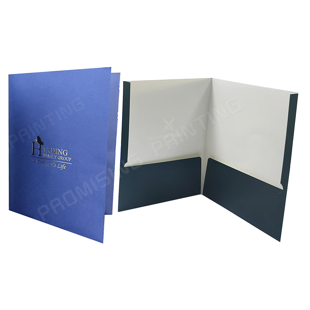 China Factory Customized A4 Solid Color Gold Stamp Eco-friendly Waterproof Presentation Folder with Pocket & Business Card Slot