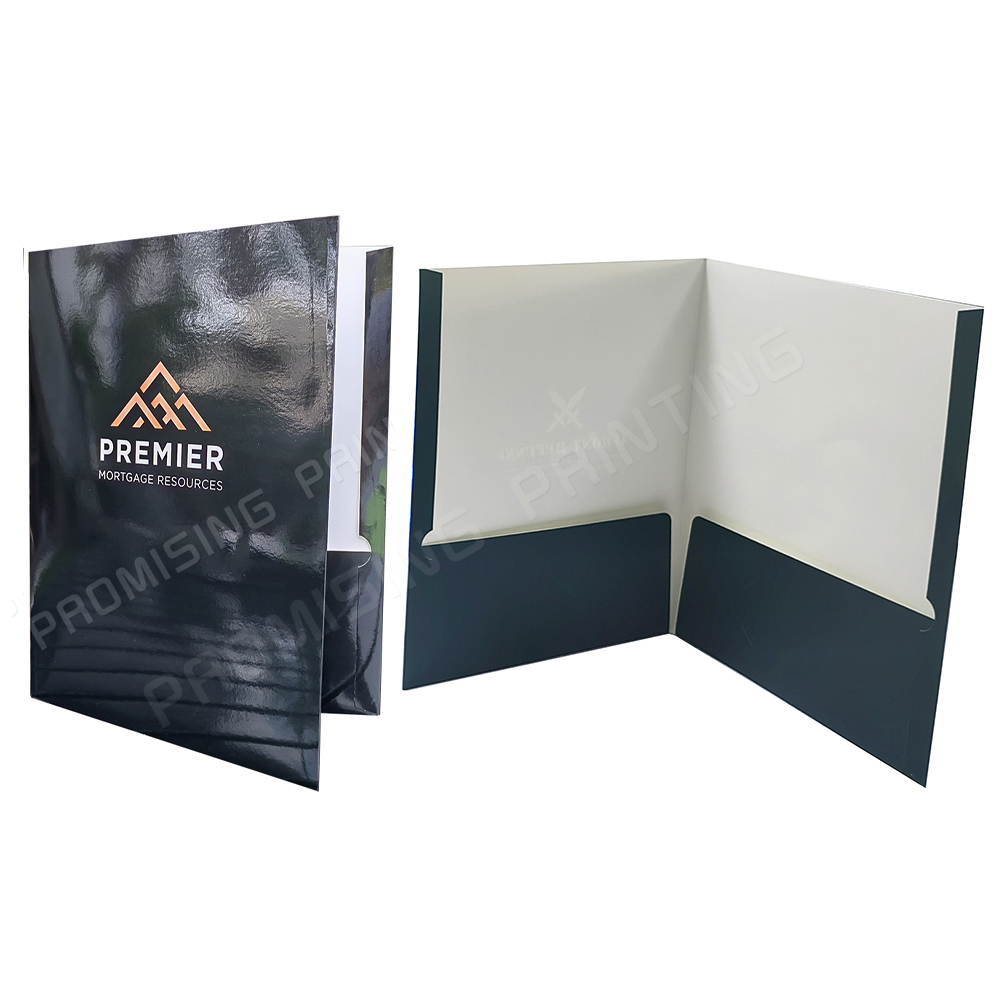 Custom Eco-friendly Waterproof Oilproof A4 Double 2 Pockets Folding Paper Presentation Folder Business Card Slot for Office Use