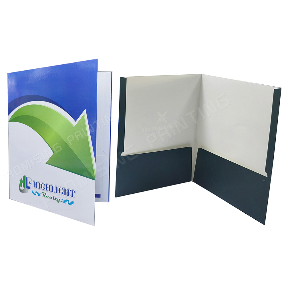 Custom Logo Printed Eco-friendly Recycled Waterproof Paper Presentation Folders Business Card Slots for Business Cards Document