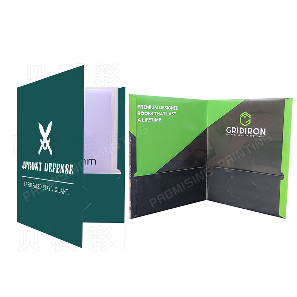 Custom Logo Eco-friendly Waterproof Oilproof A4 Paper Presentation Folder with Business Card Slot for Business Documents