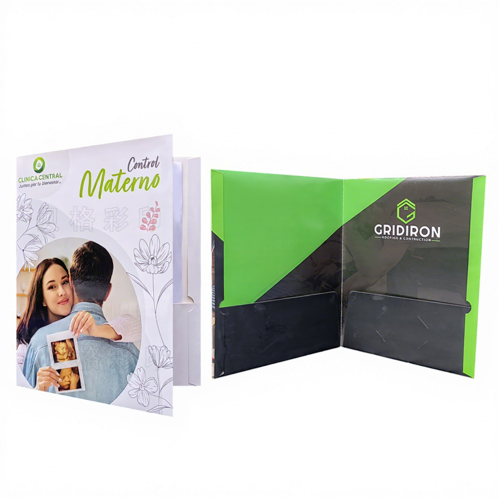 Custom Custom Logo Eco-friendly Waterproof Oilproof A4 File Paper Presentation Folder with Business Card Slot Packaging Printing