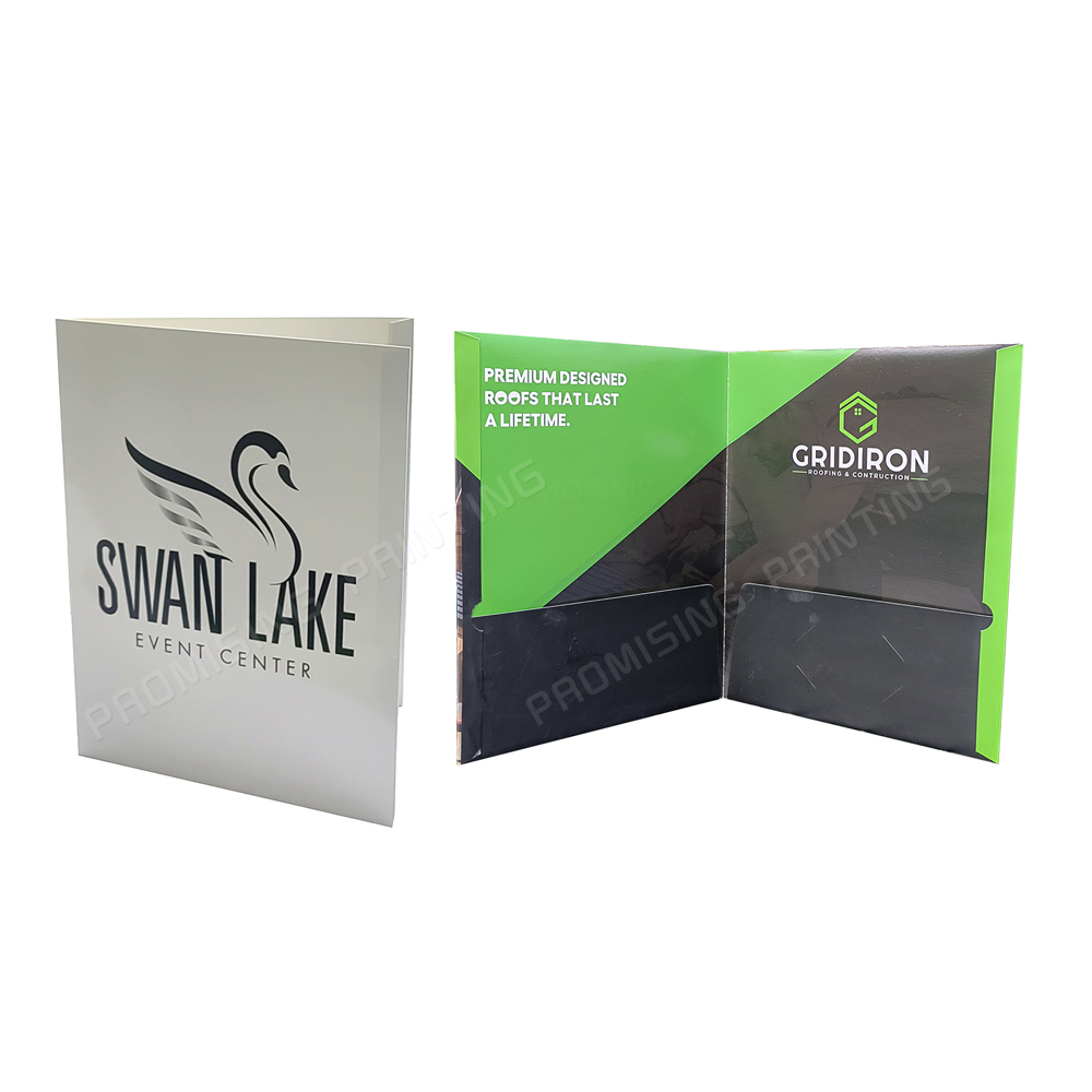 Wholesale Customized High Quality Eco-friendly Waterproof Two-Pocket Paper Folders Business Card Slot Hot Selling Various Colors