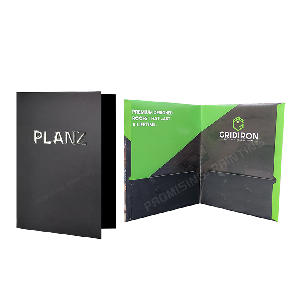 Custom Logo A5/A4 Recycled Paper Waterproof Oilproof Document Presentation Folders Two Pockets Business Card Slot Office Files