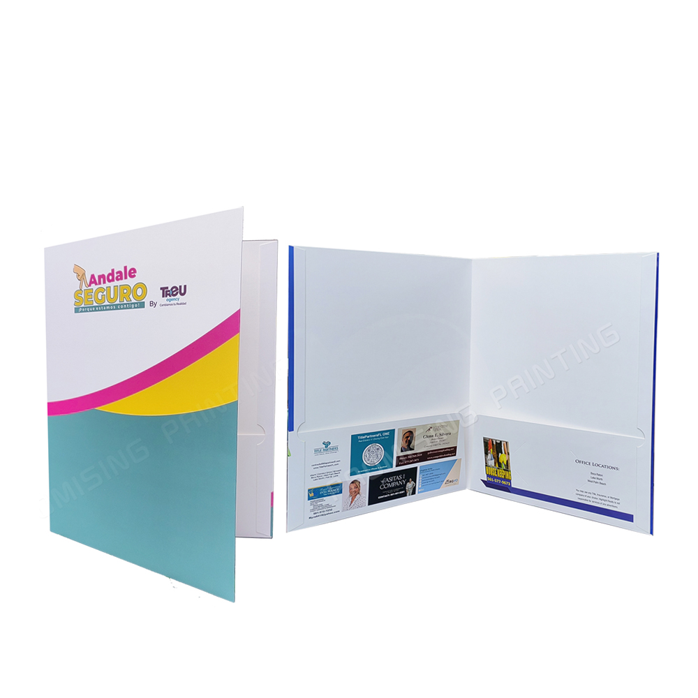 A4 Eco-friendly Recycled Paper Presentation Folder with Business Card Slot Waterproof & Oilproof Custom Logo Option