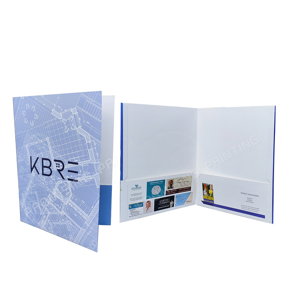 Customized Eco-friendly Waterproof Presentation Folder with Pocket and Business Card Slot A4 Size White Cardboard Printing