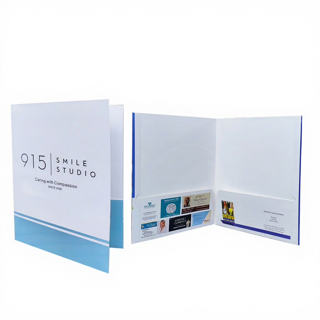 Custom Printed Eco-friendly Recycled Office Waterproof Document Presentation Two Pocket Paper File Cardboard Logo Manila Folder