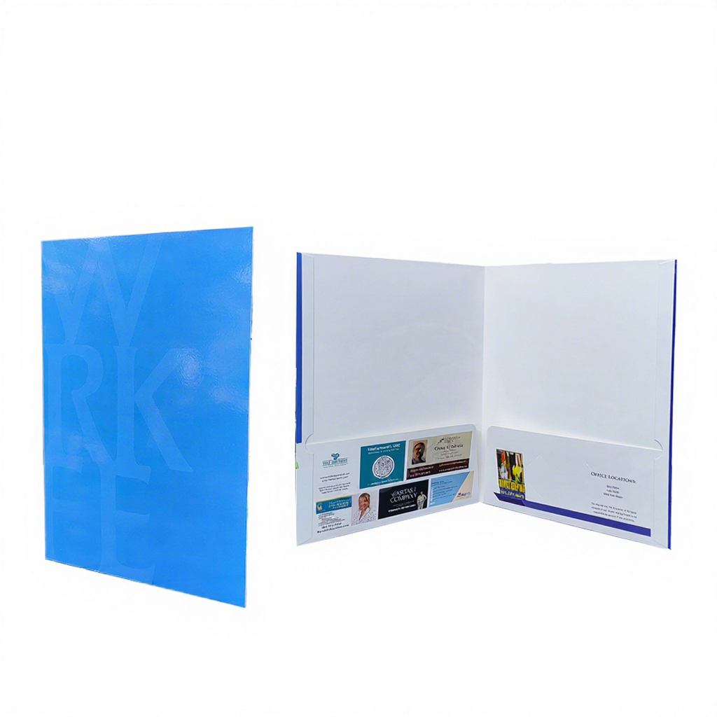 China Factory Custom Eco-friendly Recycled Paper Presentation Folder Business Card Slot Two Pockets Custom Logo for Office Use