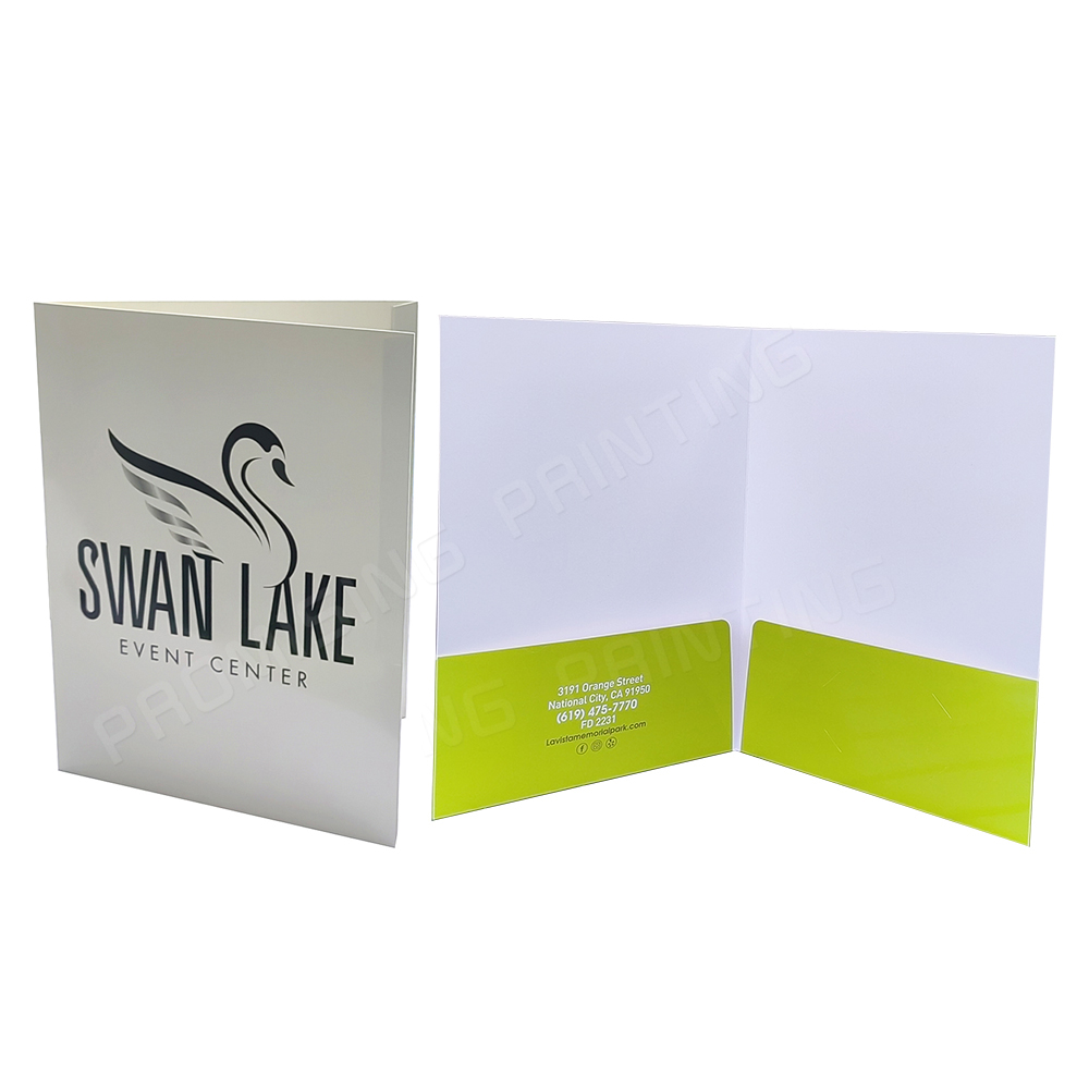 Custom Printing Eco-friendly Waterproof Oilproof A4 Size Colorful 300g White Cardboard Presentation Folders Business Card Slot