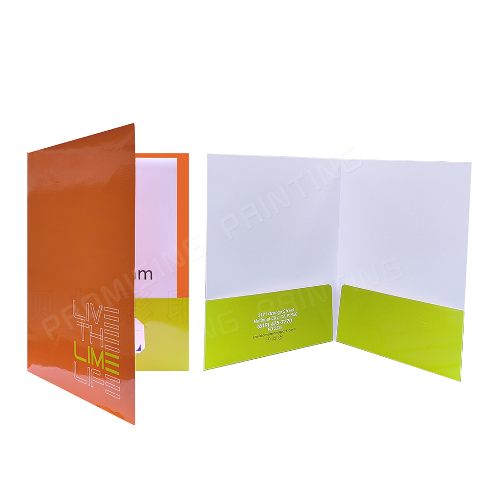 White Cardboard Paper Eco-friendly Recycled Waterproof Oilproof Custom Printed Company Office Business Presentation Folders