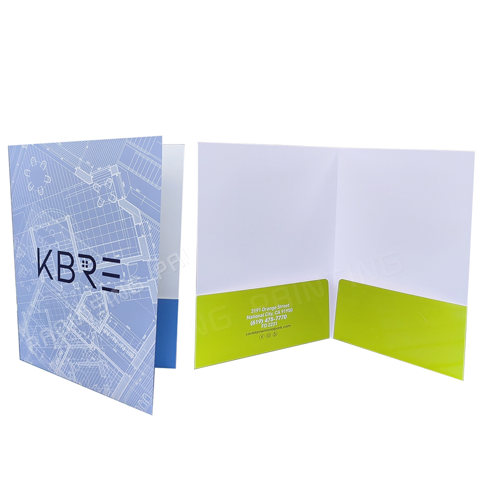 Custom Logo Matt White Eco-friendly Waterproof Oilproof Cardboard Paper Personalized Folding A4 File Presentation Folders Pocket