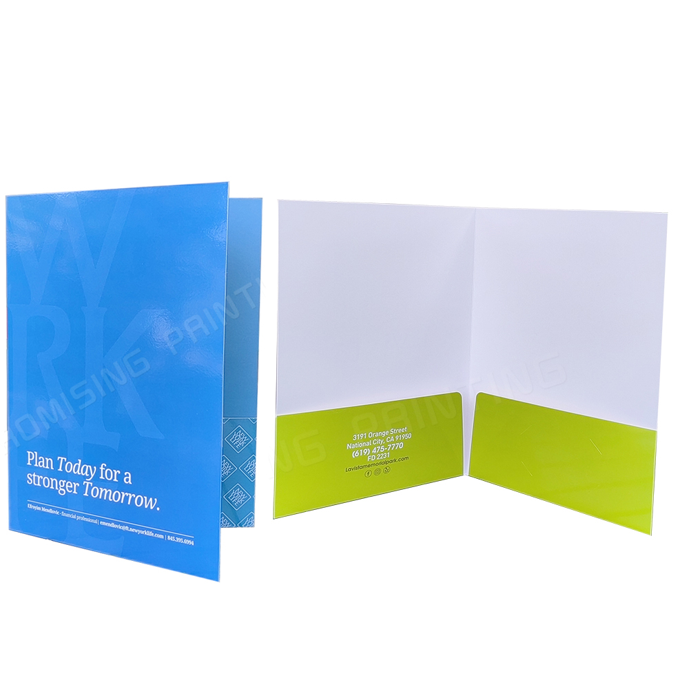 Custom Logo Glossy White Eco-friendly Waterproof Recycled Cardboard Paper Personalized Folding A4 File Presentation Folders