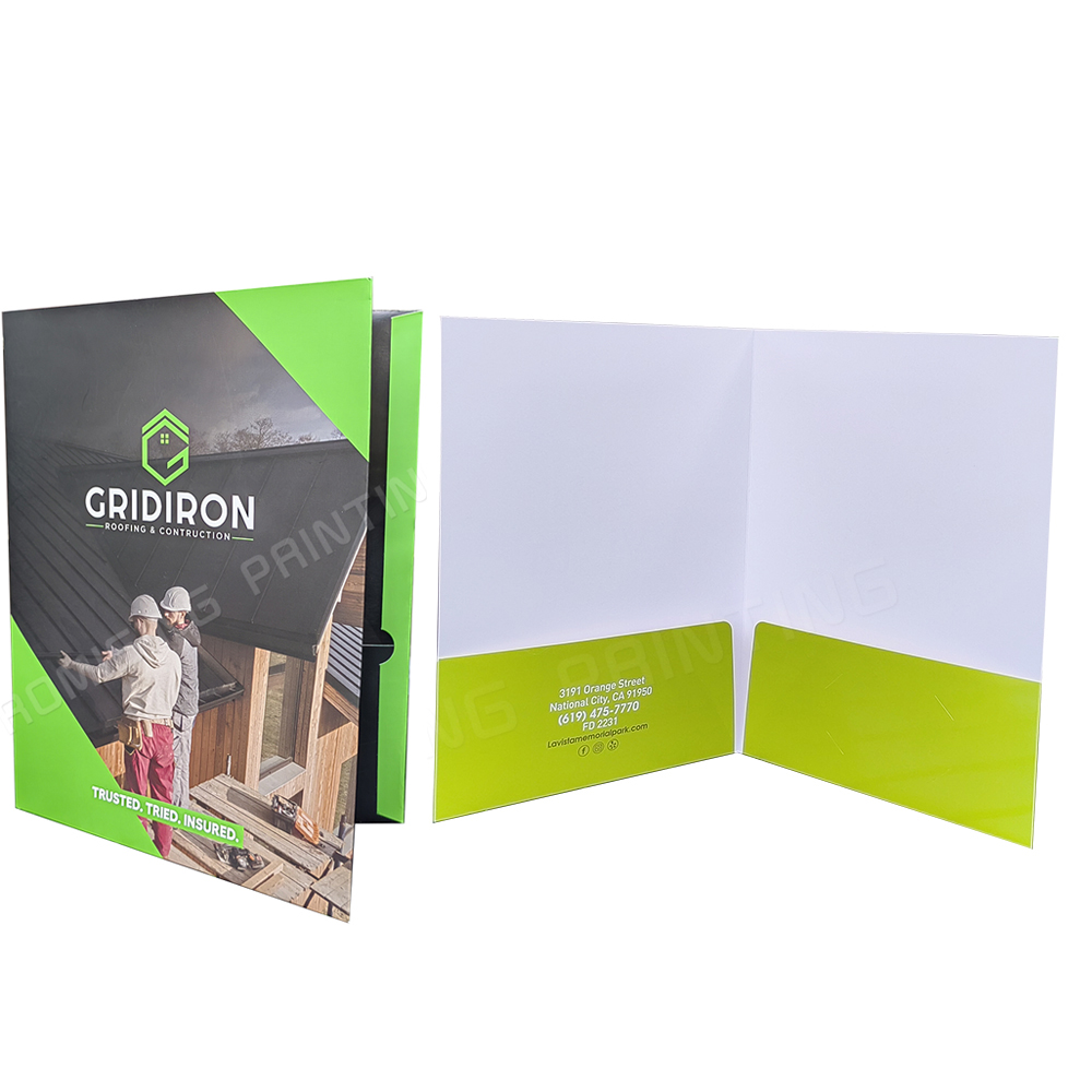 Custom Logo Presentation Folder A4/A5 Size 300GSM Eco-friendly Waterproof Paper with Business Card Slot and Pocket