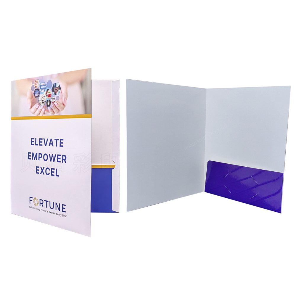 China Factory Eco Friendly Recycled Thick Paper Material A4 A5 Size Custom Presentation Folder Pockets Waterproof Oilproof