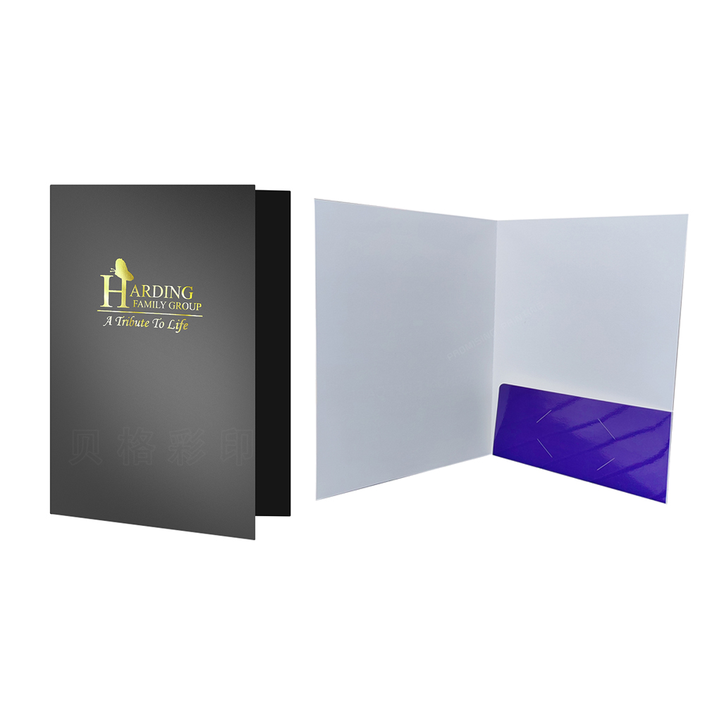 Custom Eco-friendly Waterproof Presentation Folder with Gold Stamp Pocket Design Storage for Cardboard Paper