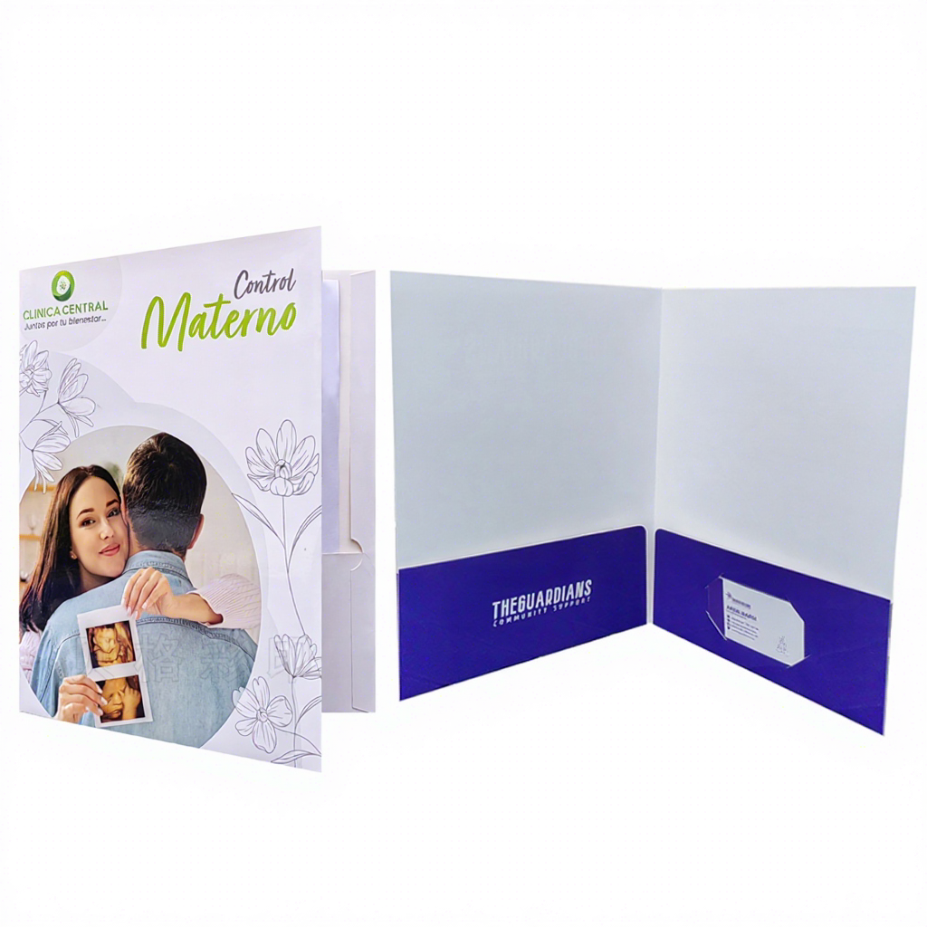 Wholesale White Cardboard Presentation Folder Eco-friendly Waterproof Custom Logo A4 Size One Pocket Business Card Slot Personal