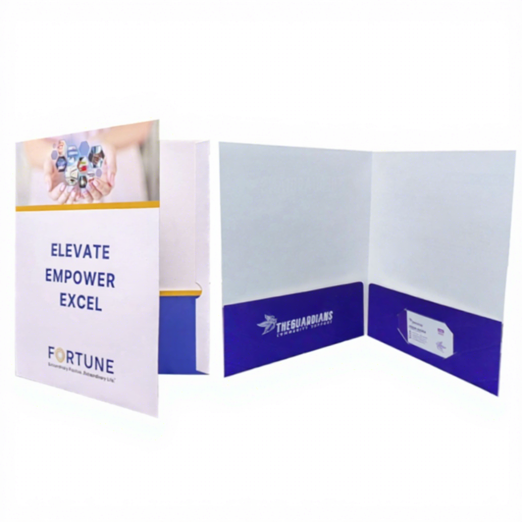 2-Pocket 3-Prong Eco-friendly Waterproof A4 Paper Folder Business Card Slot Assorted Colors for Office Presentations File