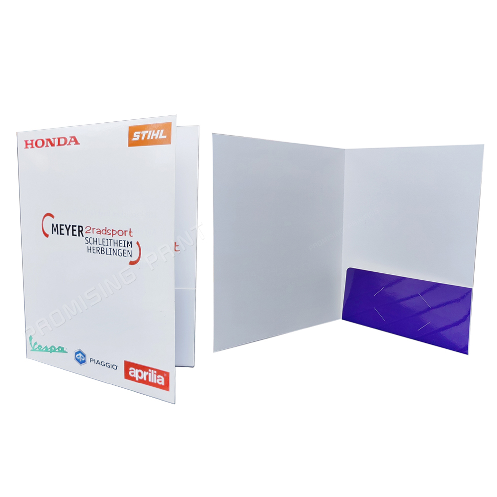Custom Logo Eco-friendly A4 File Folders Glossy Matte Cardboard Presentation Office Document Packaging Custom Printed Double