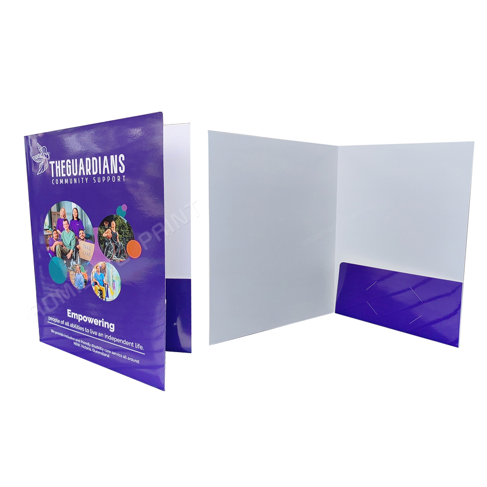 China Factory Wholesale Custom Eco-friendly Waterproof White Cardboard Gloss Lamination Paper Pocket Expanding File Folders