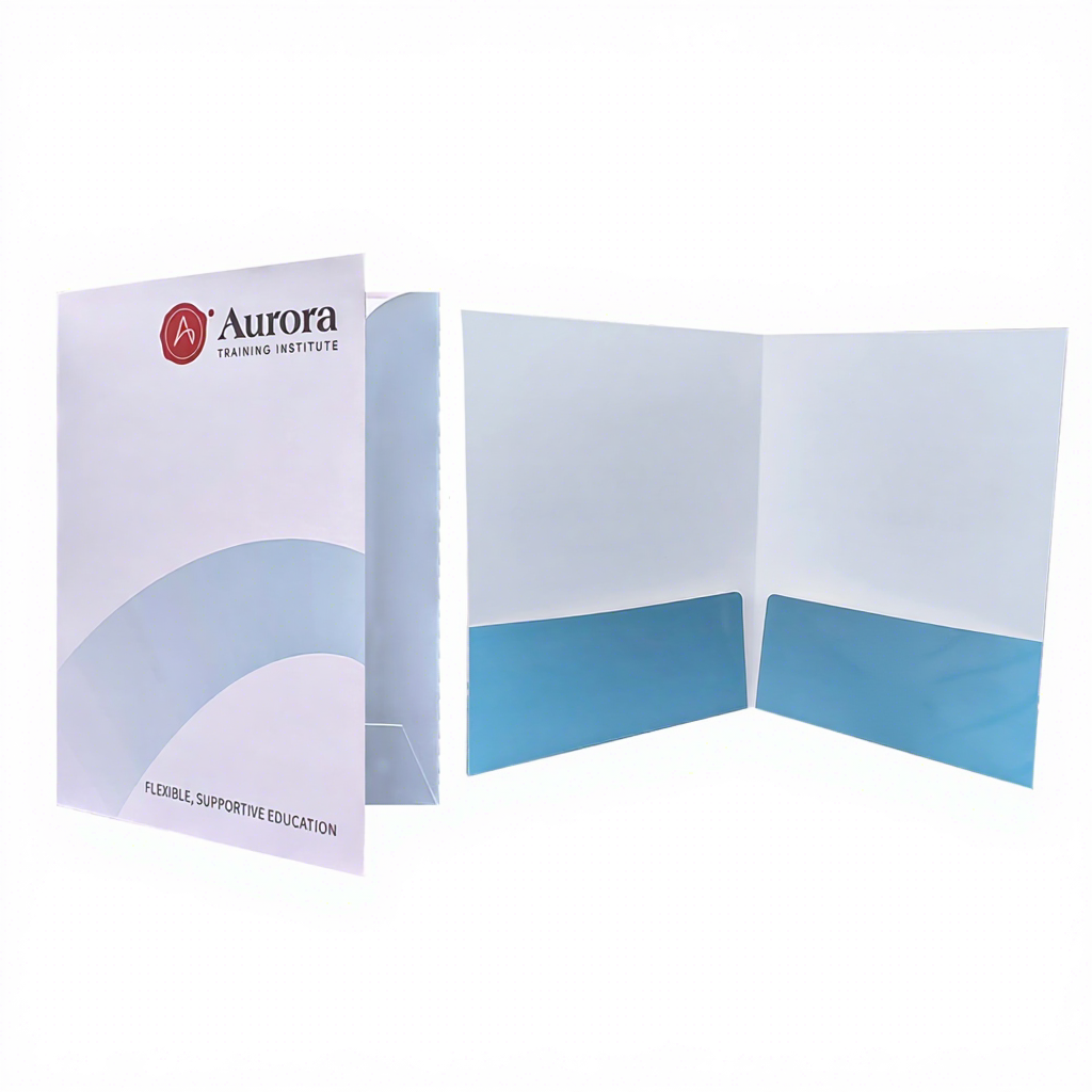 A4 Custom Print Eco-friendly Recycled Waterproof Paper File Folder Glossy Presentation Document Folders with Two Pockets