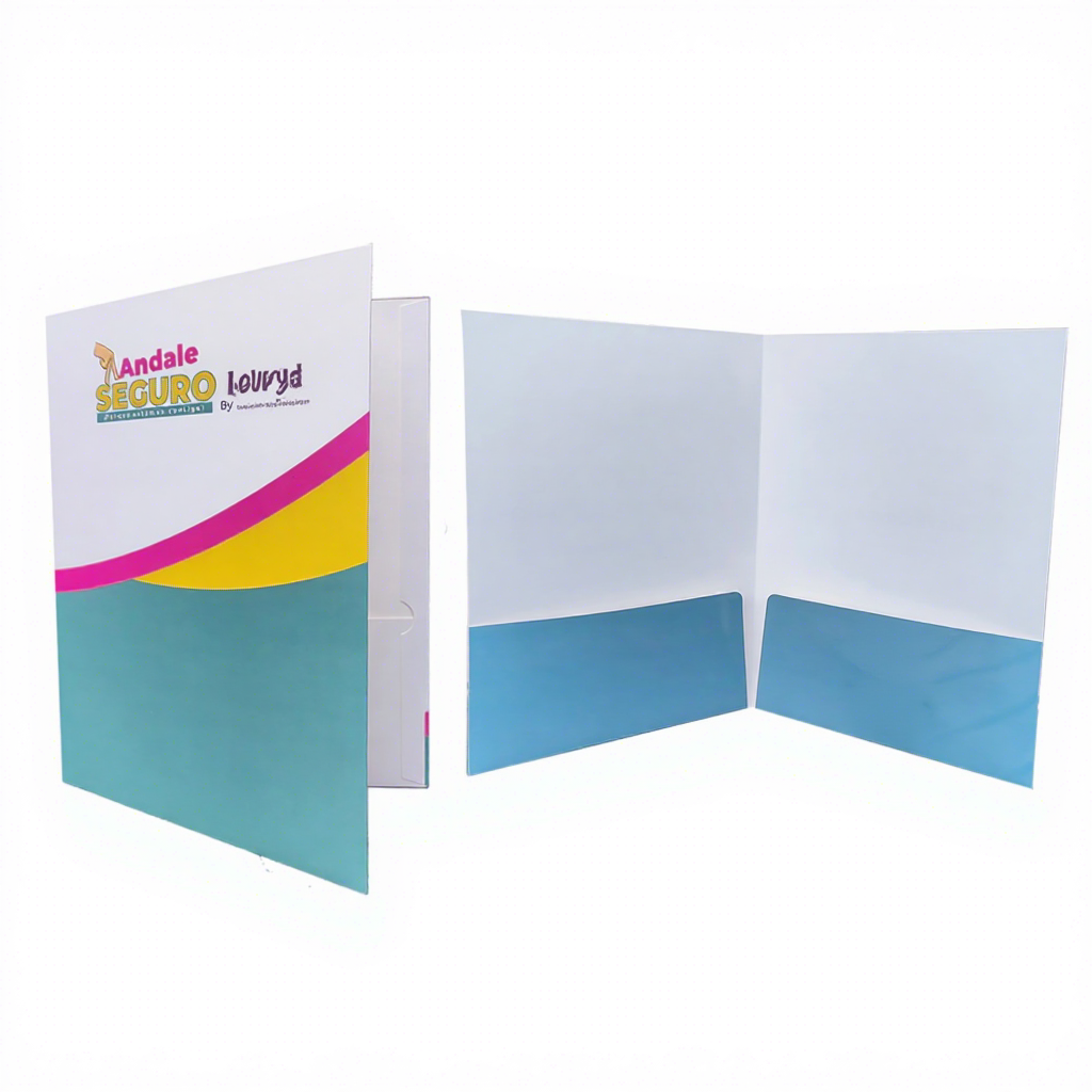 Custom Eco-friendly & Recycled Presentation File Pocket Folders with Business Card Slot Promotional Stationery Made of Paper