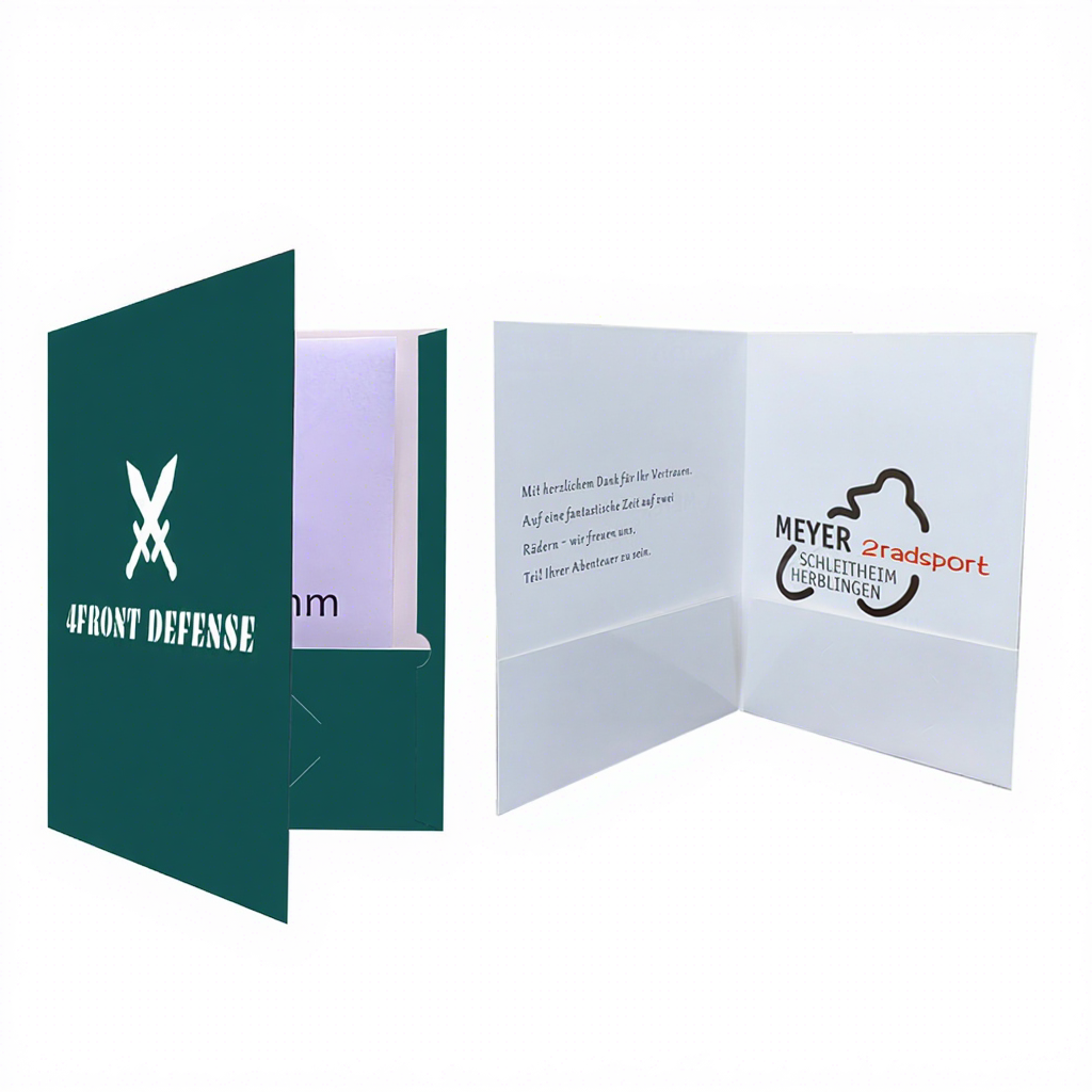 Wholesale 9x12inch 300gsm White Cardboard Business Presentation Folders Eco-friendly Recycled Custom Logo Pockets Matte/Glossy