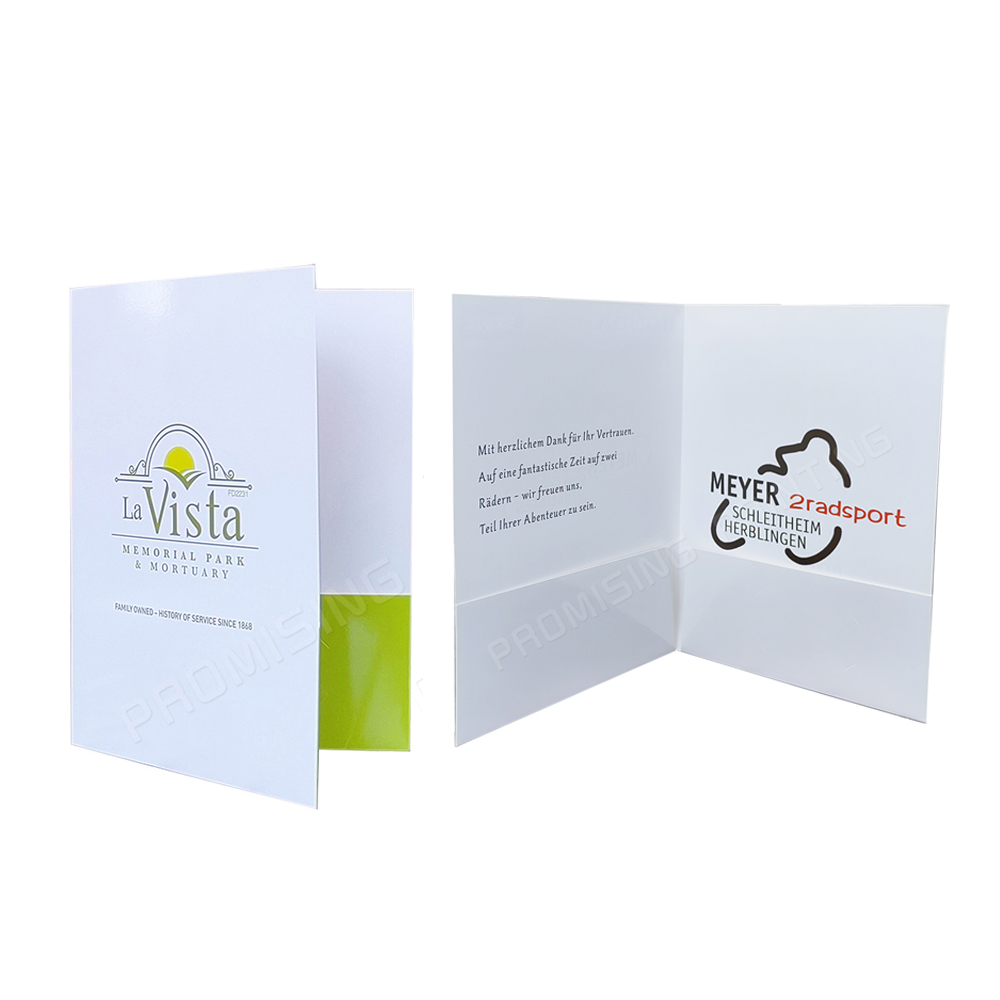 Customized Business Card Art Paper Coated Paper Promotional Flyers Leaflet Instruction Manual Book Double Pocket Document Folder