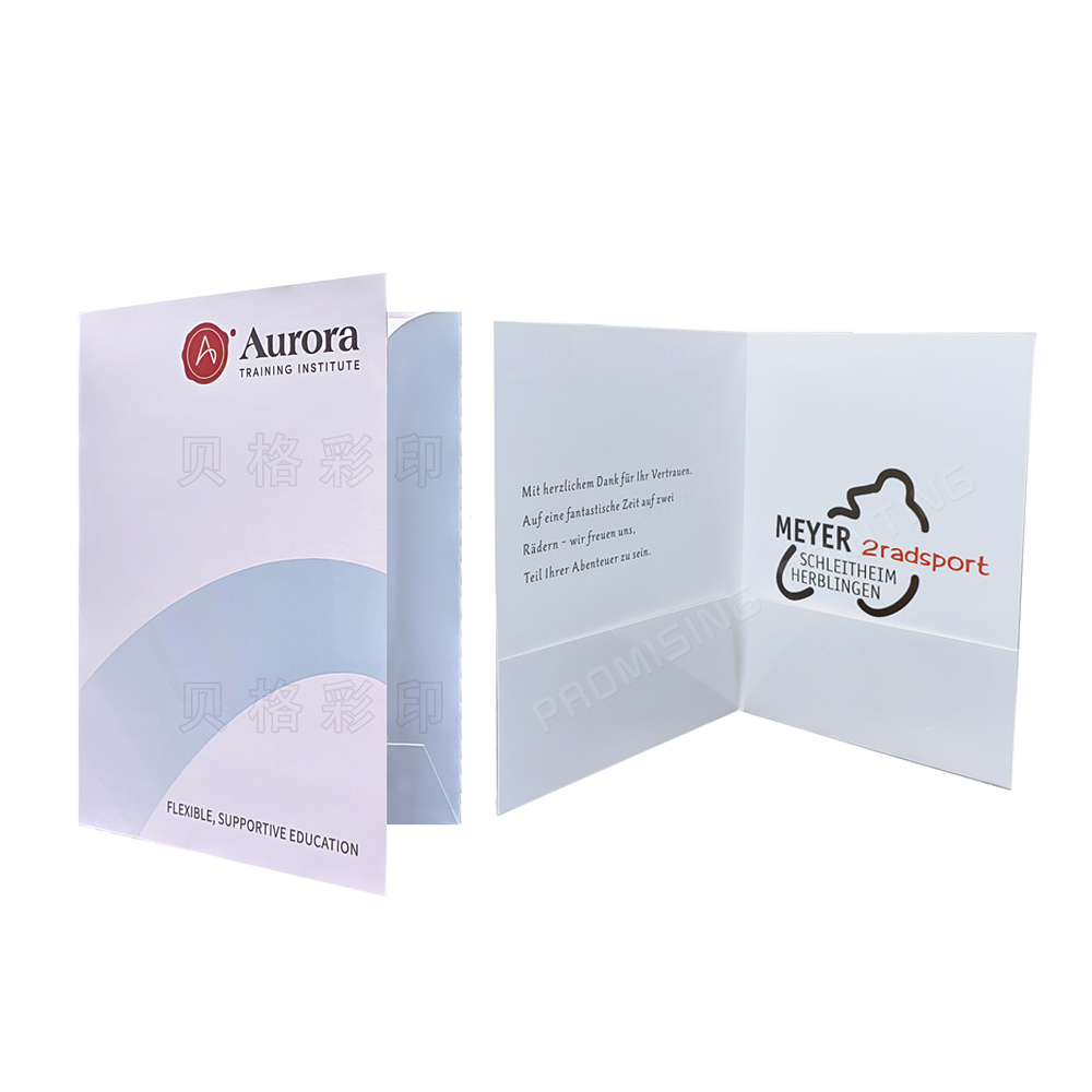 Custom Eco-friendly A4/A5 Offset Paper Presentation Folder Two Pockets Waterproof Business Card Slot for Fast Delivery