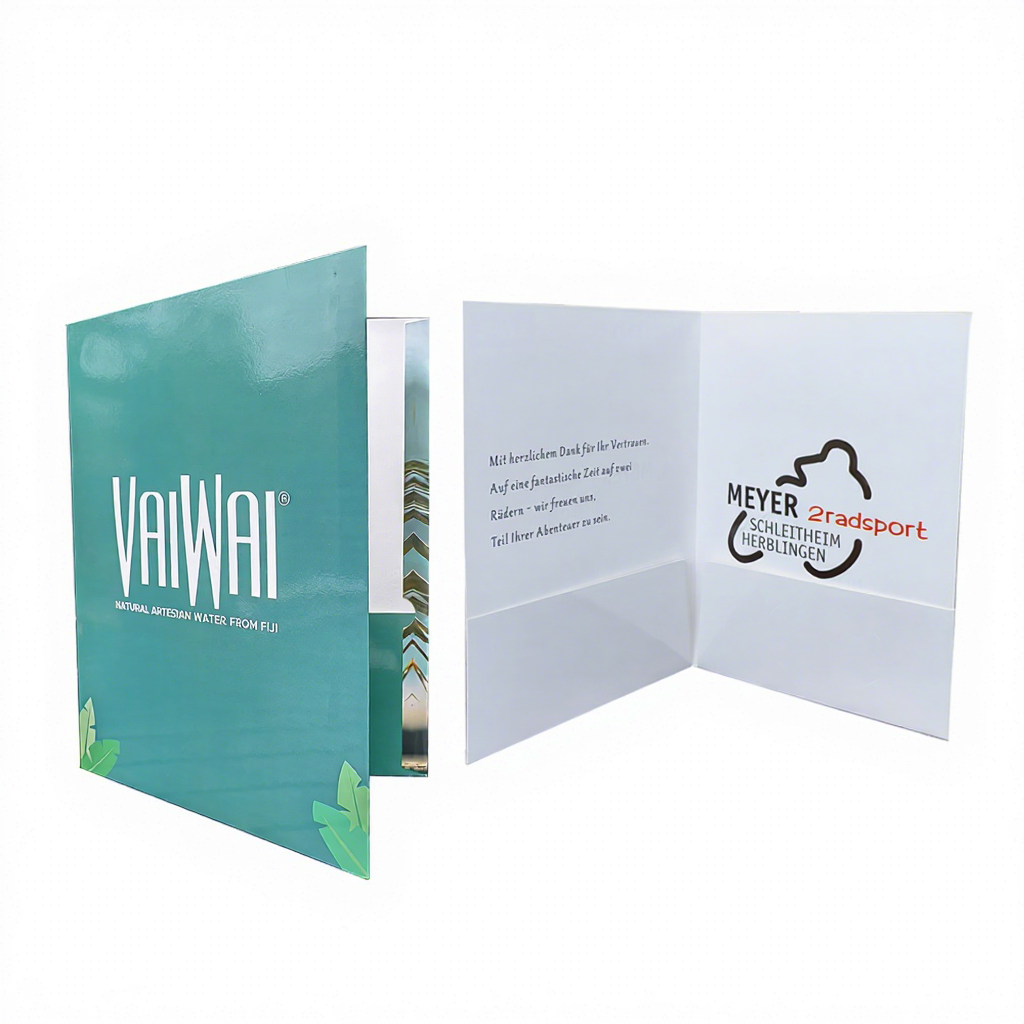 Custom Eco-friendly Waterproof Oilproof Presentation Folders Business Logo A4 Enterprise Thick White Cardboard Paper File Glossy